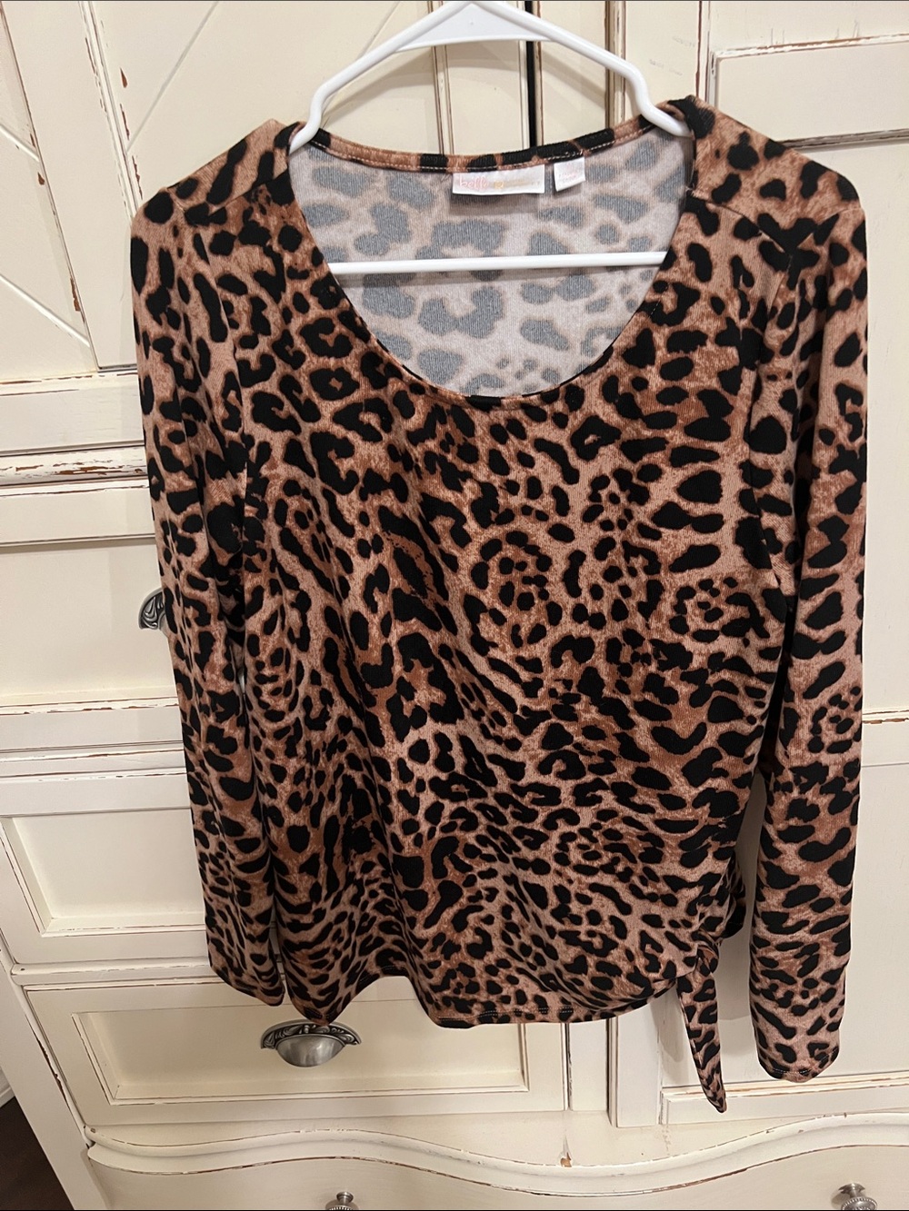 Belle by Kim Gravel Leopard-Print Women’s Top in Brown and Black